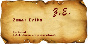 Zeman Erika névjegykártya
